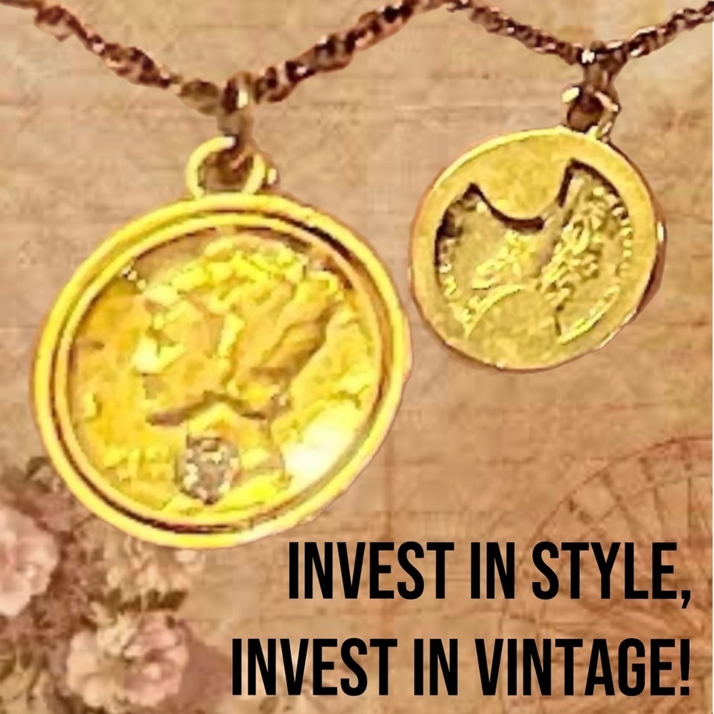 Mercury Dime Necklace: Double Sided Coin with Diamond Inset on Front VINTAGE